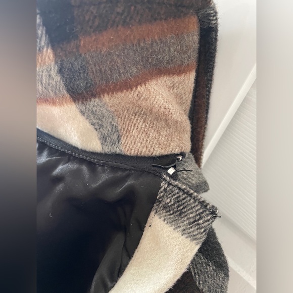 Anthropologie Elevenses Hampden Brown Plaid Hooded Wool Coat XS - Picture 7 of 11